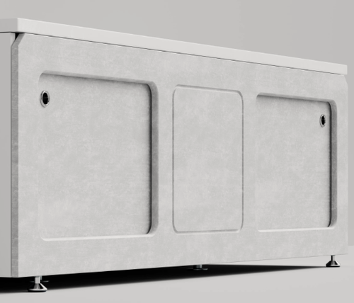 Изображение товара Экран-купе 180, МДФ, цвет белый камень, на ножках, раздвижной, регулировка по высоте