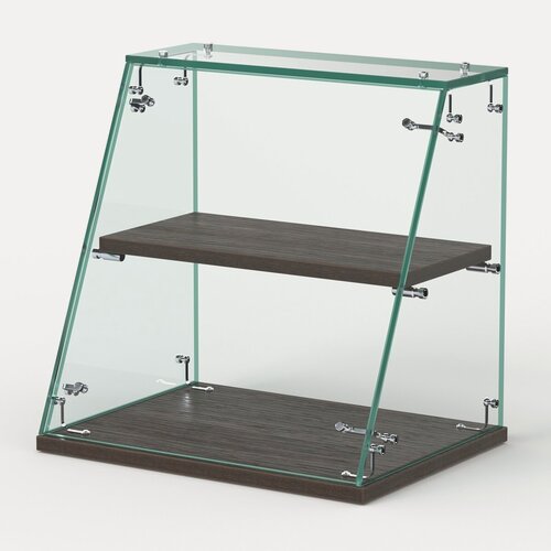 Изображение товара Витрина "сладость" №16КА-О-П для выпечки настольная с прямыми полками без дверки пдсп, Дуб Венге