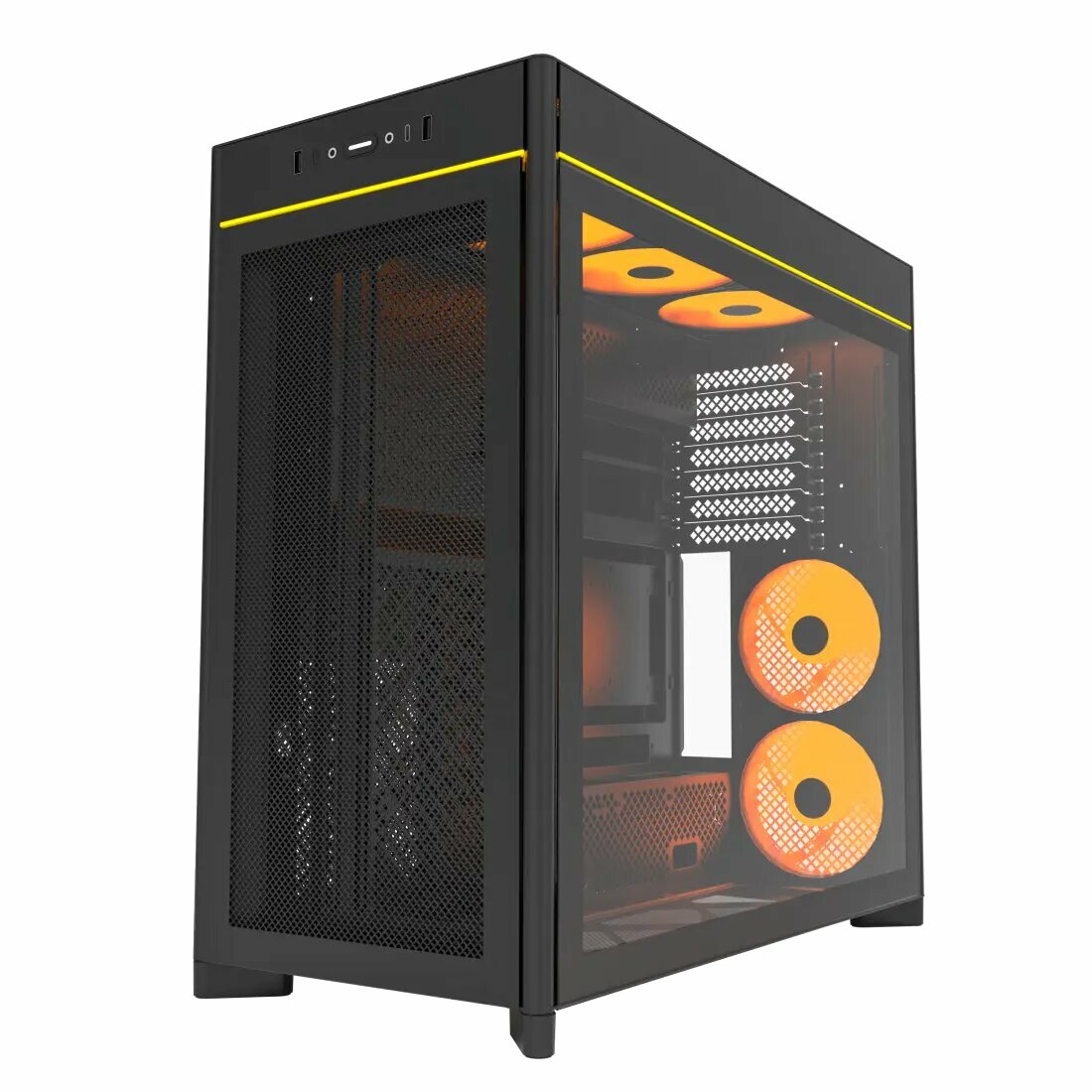 Корпус Montech HS01 Pro Midi-Tower ATX, с закалённым стеклом, чёрный — фото 1
