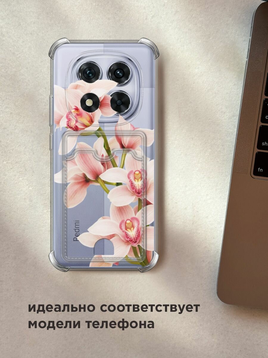 Чехол на Poco X7/Xiaomi Redmi Note 14 Pro 5G (Поко X7) с картой и принтом "Нежная орхидея" — фото 1