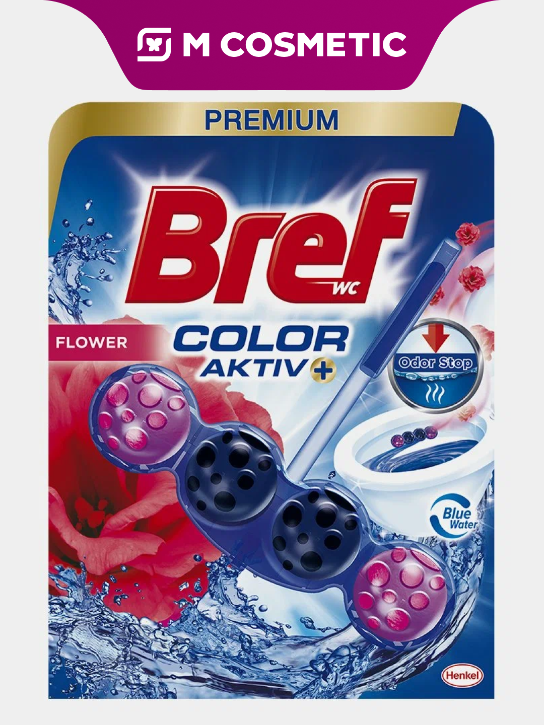 BREF Туалетный блок Color Aktiv Flower 50г, свежесть и чистота унитаза с приятным ароматом цветов