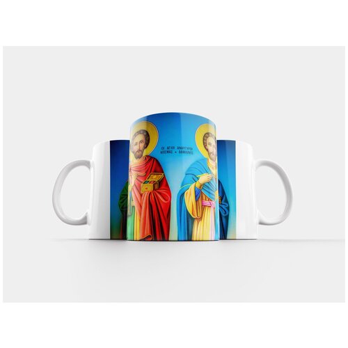 фото Кружка "святой косьма и святой дамиан, икона, церковь" 320 мл lotsprints