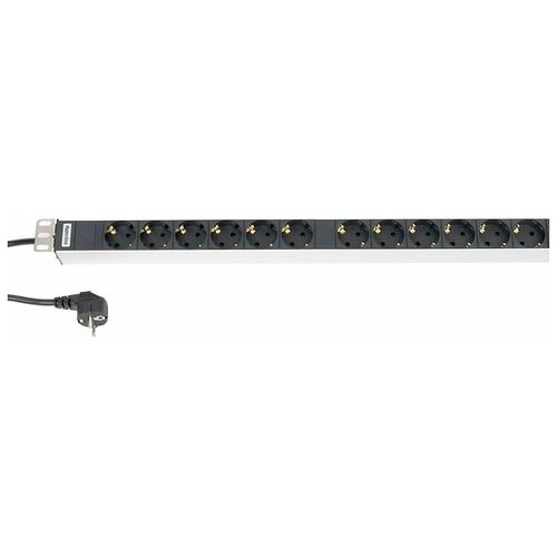 Блок розеток HYPERLINE вертикальный, 12 розеток Schuko, выключатель с подсветкой, кабель питания 2.5м SHE-12SH-S-2.5EU