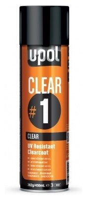 Лак UV устойчивый U-Pol CLEAR 1 с высоким глянцем 450 мл. аэрозоль