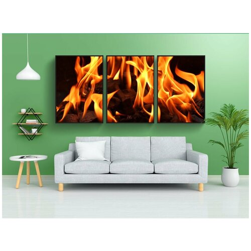 фото Набор модулных постеров для интерьера "огонь, пламя, деньги" 60x90 см. в тубусе, без рамки lotsprints