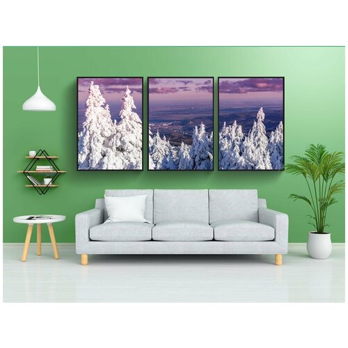 фото Набор модулных постеров для интерьера "зима, смола, деревья" 60x90 см. в тубусе, без рамки lotsprints