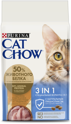 Сухой корм для кошек CAT CHOW 3 в 1 с высоким содержанием домашней птицы и с индейкой 1.5 кг