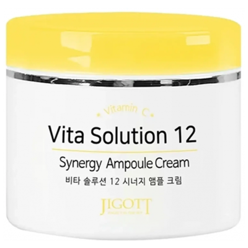 Крем для лица ампульный энергетический, 100 мл, VITA SOLUTION 12 SYNERGY AMPOULE CREAM, Jigott, 8809541280719