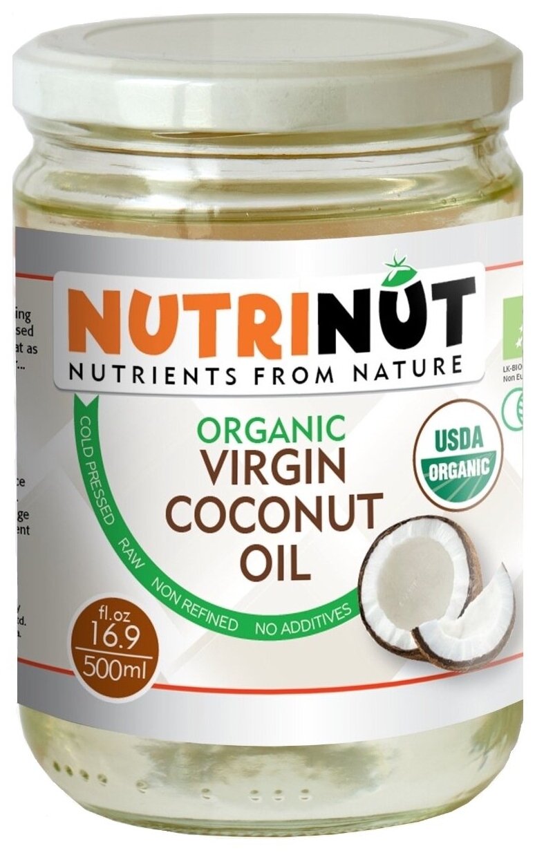 NUTRINUT, кокосовое масло organic virgin coconut oil. Пищевое 500 мл.
