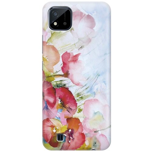 фото Ультратонкий силиконовый чехол-накладка для realme c20 / c11 (2021) с принтом "акварельные цветы" gosso