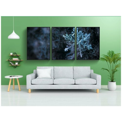 фото Набор модулных постеров для интерьера "макро, снег, снежинка" 60x90 см. в тубусе, без рамки lotsprints