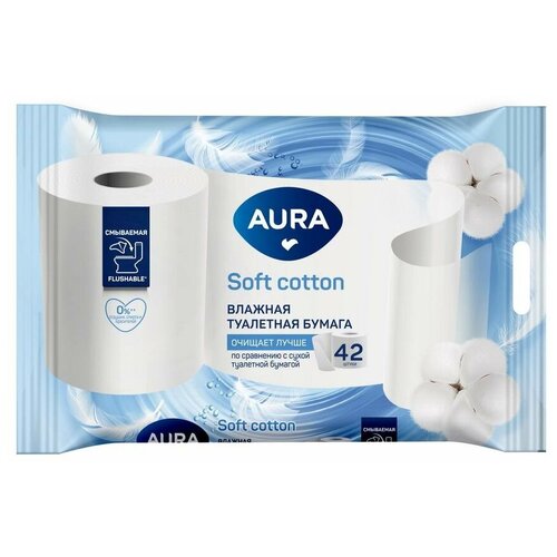 Влажная туалетная бумага AURA Soft 42шт 4752171015845 туалетная бумага влажная aura 42шт х2шт