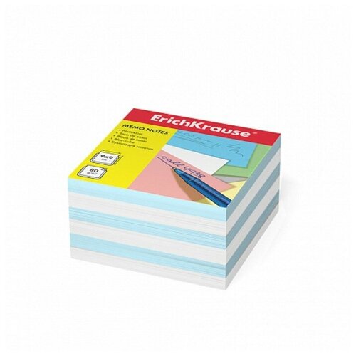 ErichKrause Блок бумаги для записей ErichKrause, 9 х 9 х 5 см, плотность 80 г/м2, люкс, белый/голубой