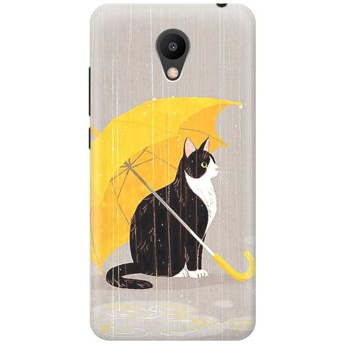 силиконовый чехол на meizu m6 мейзу м6 с принтом кот с желтым зонтом Силиконовый чехол на Meizu M6, Мейзу М6 с принтом Кот с желтым зонтом