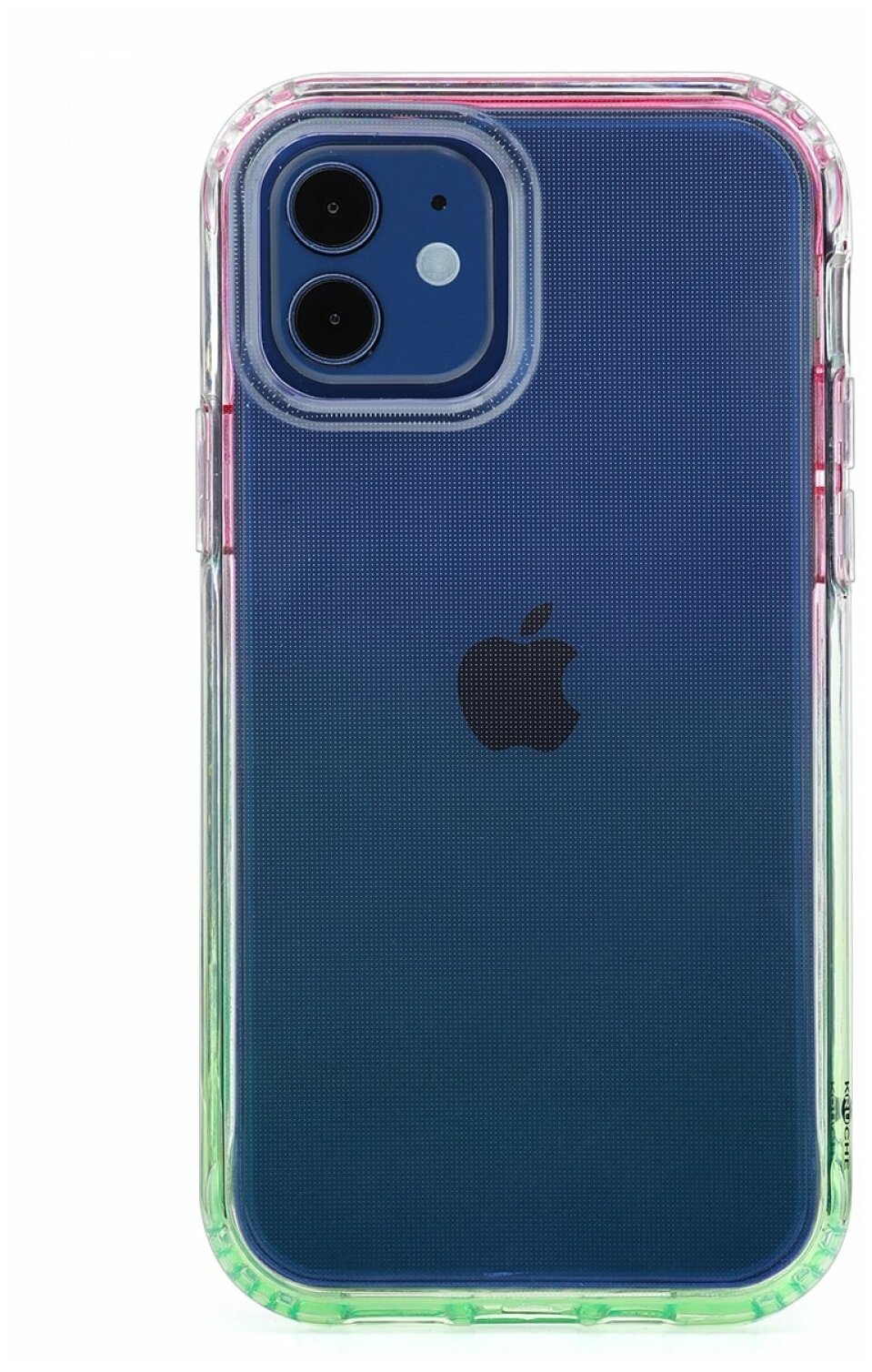 Чехол для Apple iPhone 12 / 12 Pro КRUЧЕ Gradient Green, силиконовый бампер с защитой камеры, пластиковый защитный кейс, прозрачная накладка