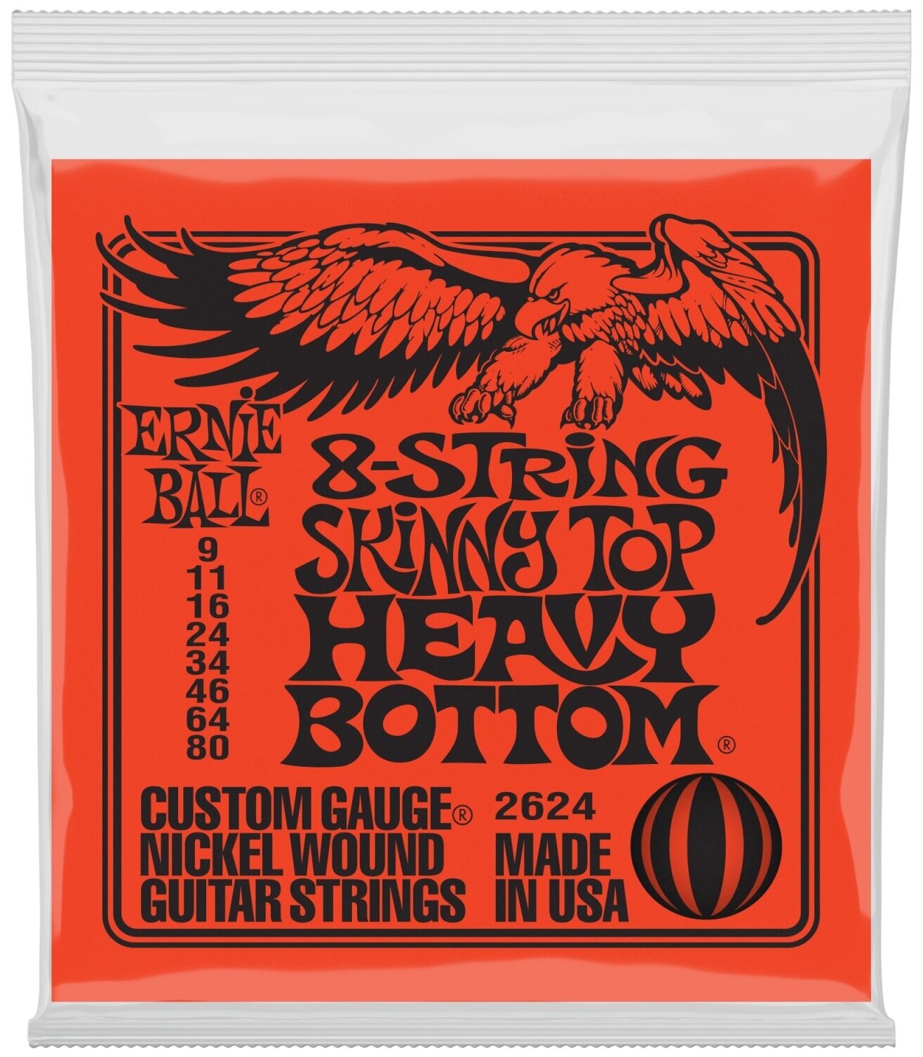 ERNIE BALL 2624 Nickel Wound Slinky Skinny Top Heavy Bottom 9-80 Струны для 8 струнной электрогитары