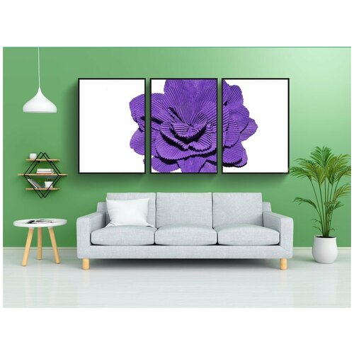 фото Набор модулных постеров для интерьера "цветок, фиолетовый, фиолетовый цветок" 60x90 см. в тубусе, без рамки lotsprints