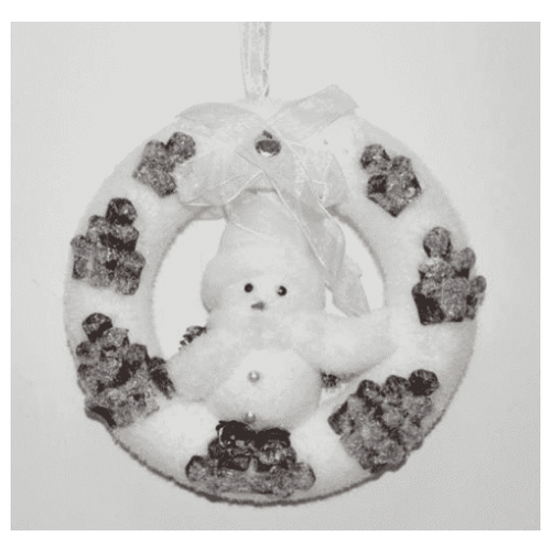 фото Круг декоративный "мини-снеговик", новогодний подарок, кольцо декоративное "мини-снеговик", белый, диаметр 23см qi