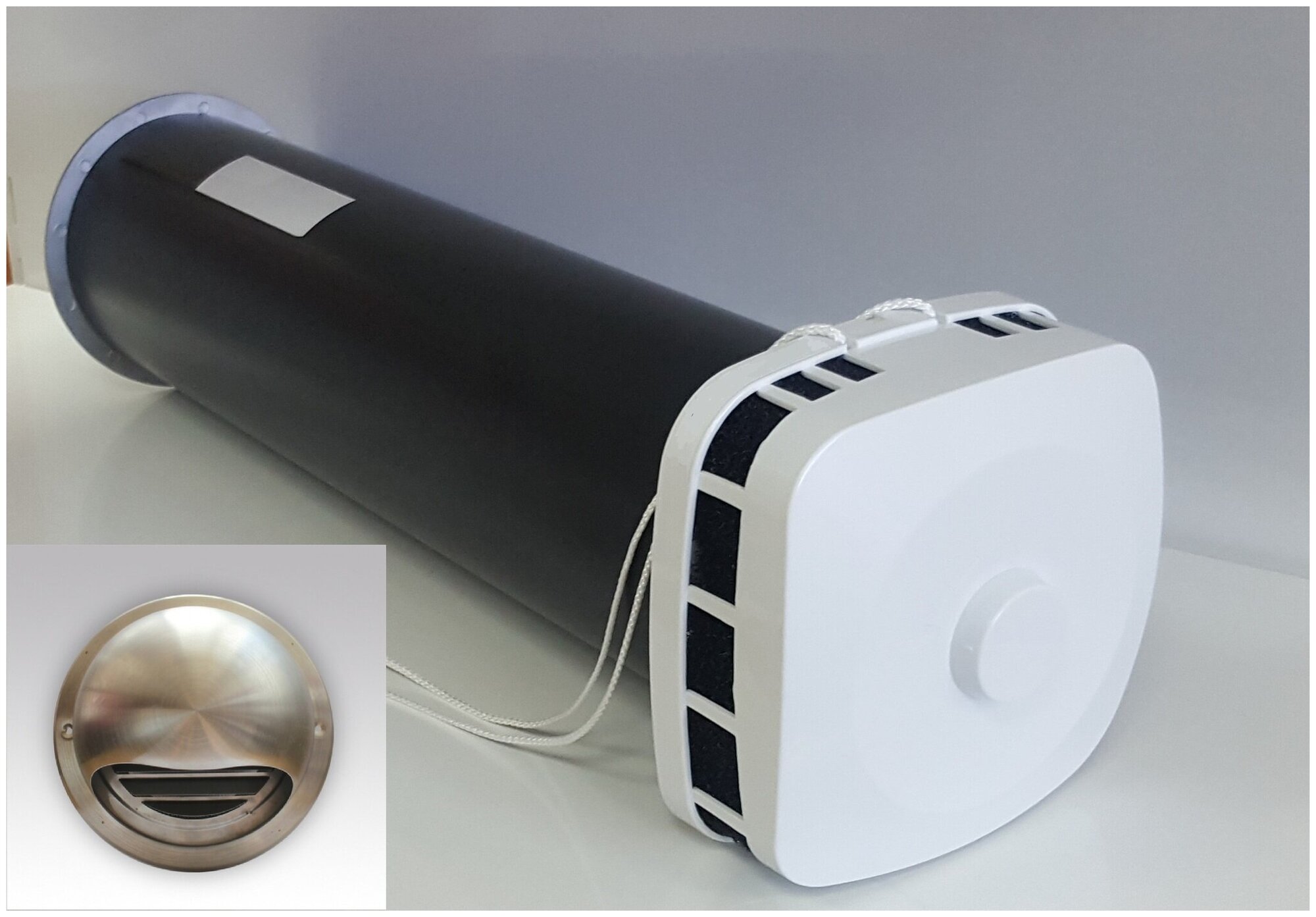 Клапан Инфильтрации Воздуха Airone КИВ-К 125 1м с выходом стенным из нержавеющей стали и квадратным оголовком