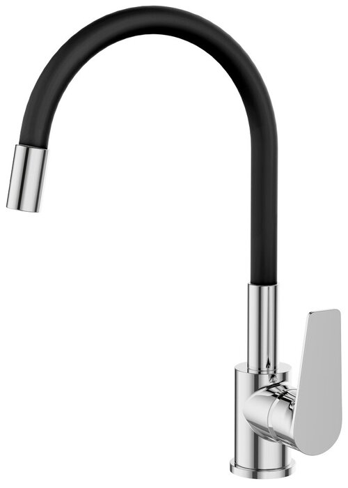 Смеситель для кухни DEVIDA VIVA с черным гибким изливом, с боковой ручкой, на гайке DVS0809-11N