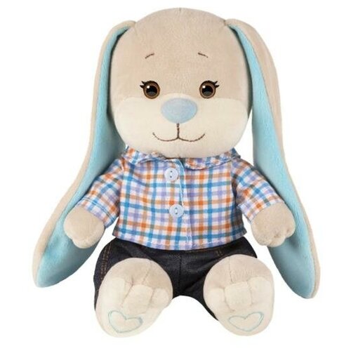 Jack&Lin Мягкая игрушка «Зайка Jack» в клетчатой рубашке и джинсах, 20 см