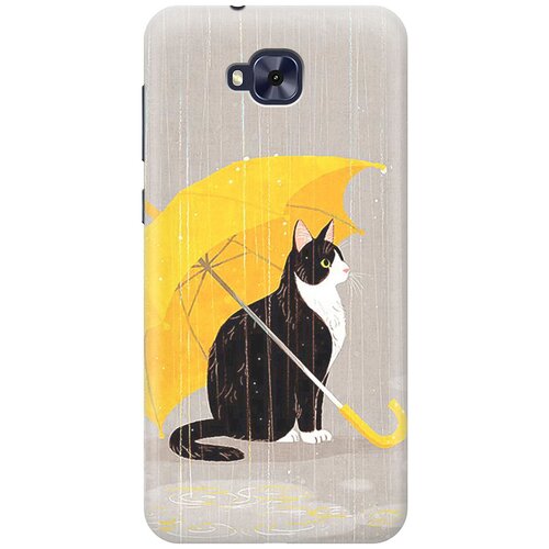 фото Силиконовый чехол на asus zenfone 4 selfie (zd553kl) / асус зенфон 4 селфи с принтом "кот с желтым зонтом gosso