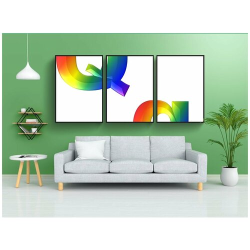 фото Набор модулных постеров для интерьера "письмо, q, 3d" 60x90 см. в тубусе, без рамки lotsprints