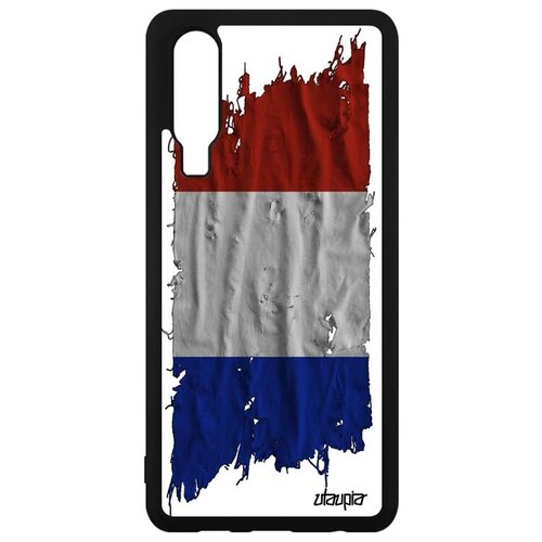 фото Защитный чехол на телефон // huawei p30 // "флаг франции на ткани" патриот страна, utaupia, белый