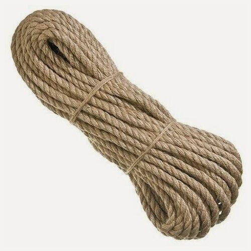 Изображение товара Канат джутовый 10мм 20м тросовой свивки, веревка для декора, когтеточки