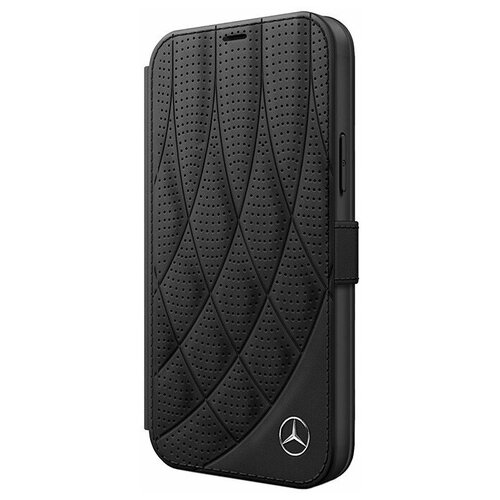 фото Чехол- книжка cg mobile mercedes genuine leather bow quilted/perforated booktype для iphone 12 mini, цвет черный (meflbkp12sdiqbk)