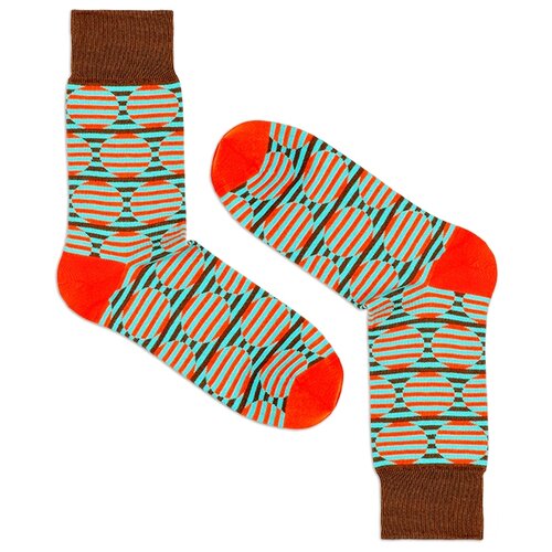 Носки Burning Heels Дизайнерские носки Burning Heels - Circle, размер 36-38, оранжевый, голубой, коричневый