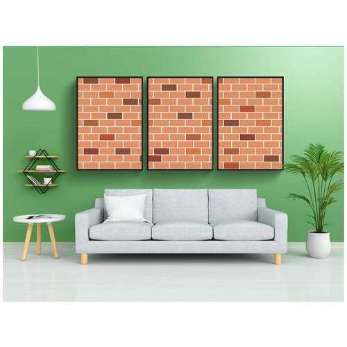 фото Набор модулных постеров для интерьера "стена, кирпичи, текстура" 60x90 см. в тубусе, без рамки lotsprints