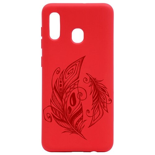 фото Чехол silky touch сats and birds для samsung galaxy a20 / a30 перо красный gosso