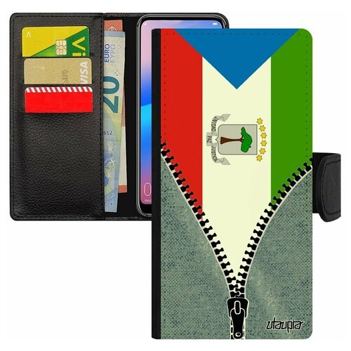 фото Чехол-книжка на мобильный redmi 6a, "флаг гвинеи экваториальной на молнии" страна utaupia