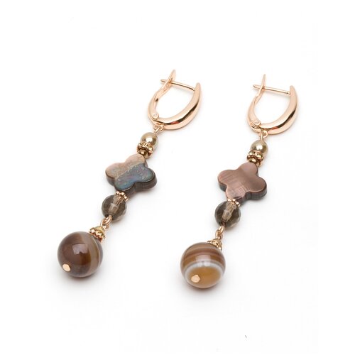 фото Серьги-подвески из натурального камня от дизайнера diana savitskaya - моне - из агата, коричневые, 4 см