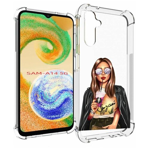 Чехол MyPads девушка-с-фиолетовым-коктейлем женский для Samsung Galaxy A14 4G/ 5G задняя-панель-накладка-бампер