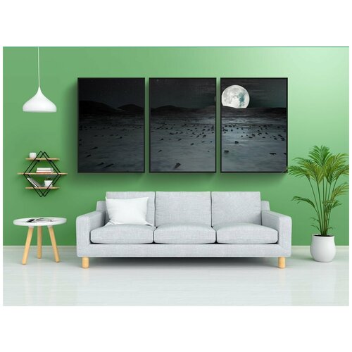 фото Набор модулных постеров для интерьера "полнолуние, зимняя ночь, луна" 60x90 см. в тубусе, без рамки lotsprints