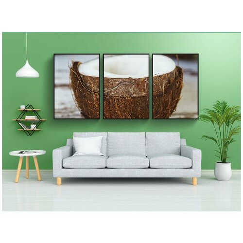 фото Набор модулных постеров для интерьера "кокос, оболочка, кокосовое масло" 60x90 см. в тубусе, без рамки lotsprints