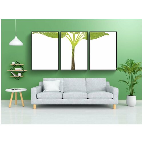 фото Набор модулных постеров для интерьера "пальма, пальмовые листья, завод" 60x90 см. в тубусе, без рамки lotsprints