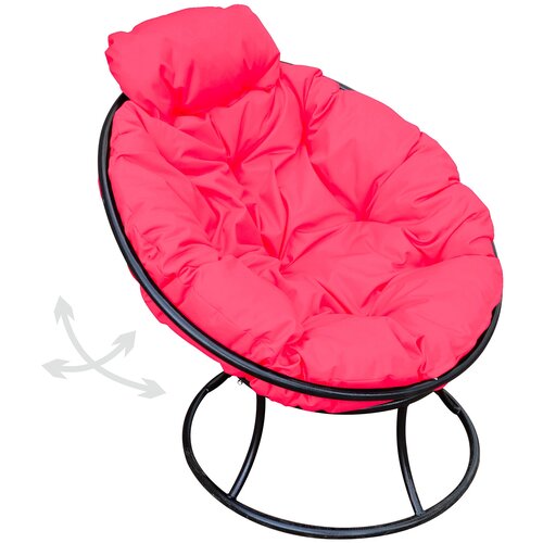 Кресло садовое M-Group папасан пружинка мини чёрное, розовая подушка