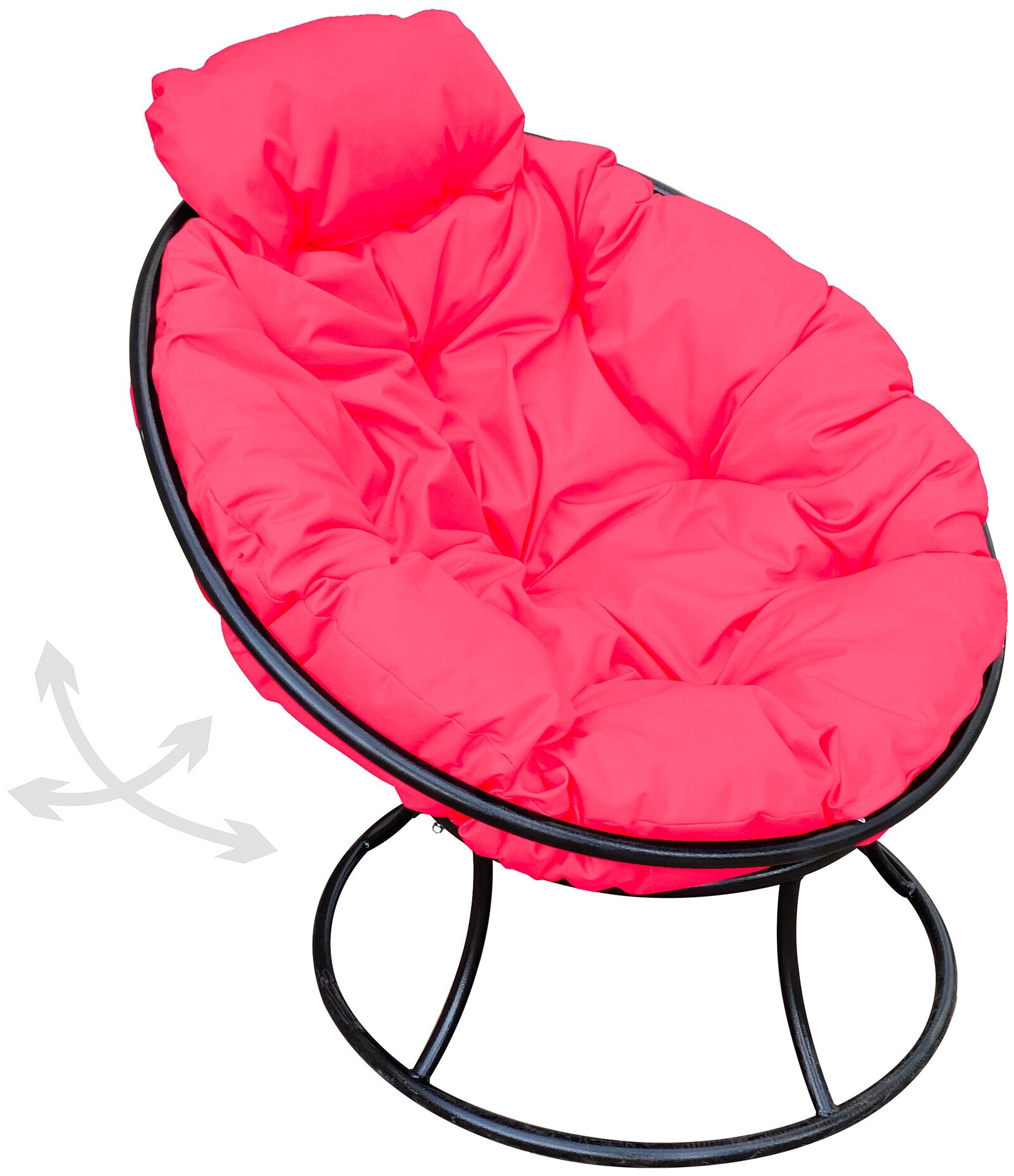 Кресло садовое M-Group папасан пружинка мини чёрное, розовая подушка - фотография № 1