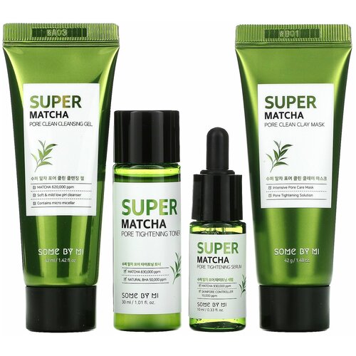 Набор миниатюр для сужения пор с чаем матча Some By Super Matcha Pore Care Starter Kit стартовый набор super matcha pore care starter kit 4 средства