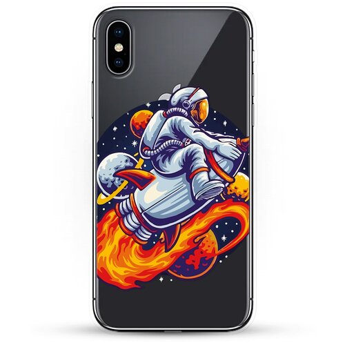 фото Силиконовый чехол астронавт на ракете на apple iphone xs max andy & paul