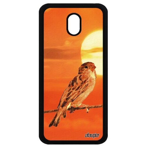 фото Необычный чехол для смартфона // samsung galaxy j3 2017 // "воробей" городской птенец, utaupia, оранжевый