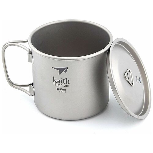 Титановая кружка с крышкой и складными ручками Keith Titanium Single-Wall Mug Ti3240