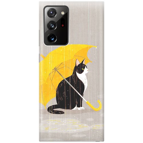 Ультратонкий силиконовый чехол-накладка для Samsung Galaxy Note 20 Ultra с принтом Кот с желтым зонтом ультратонкий силиконовый чехол накладка для samsung galaxy s20 ultra с принтом кот с желтым зонтом