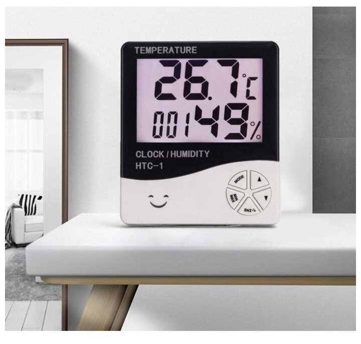 Часы электронные настольные "Бируни", будильник, термометр, гигрометр, 10 х 10 см - фотография № 3
