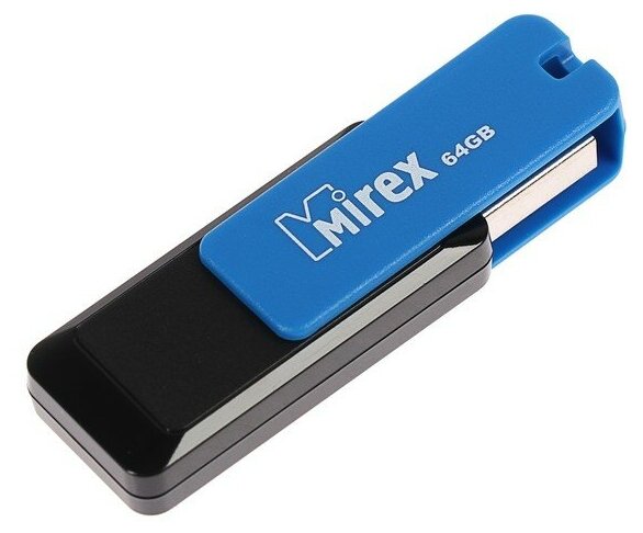 Флешка Mirex CITY BLUE, 64 Гб, USB2.0, чт до 25 Мб/с, зап до 15 Мб/с, цвет черный-синий