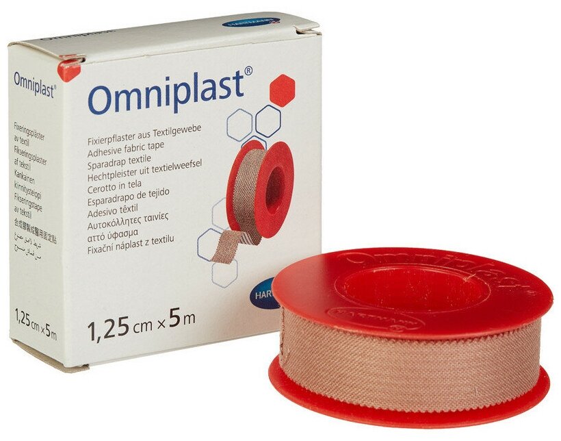 фото Hartmann OMNIPLAST Пластырь из текстильной ткани телесный Омнипласт 1,25 см х 5 м