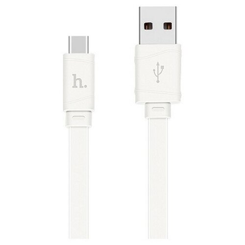 Кабель Hoco X5, USB - Type-C, 2.4 А, 1 м, плоский, белый кабель hoco x5 bamboo usb usb type c 1 м белый